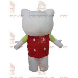 BIGGYMONKEY™ hello Kitty maskotkostume med rød top med hvide