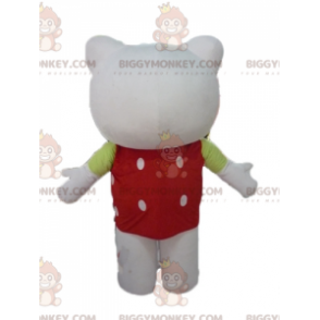 BIGGYMONKEY™ hello Kitty maskotkostume med rød top med hvide