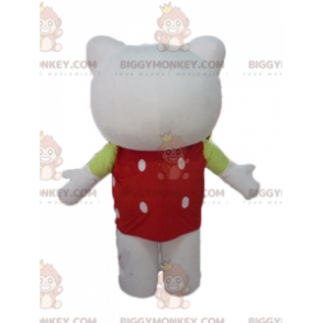 Kostým maskota BIGGYMONKEY™ hello Kitty s červeným topem a