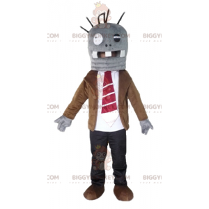 Traje de mascote Big Fun Gray Monster BIGGYMONKEY™ em gravata –