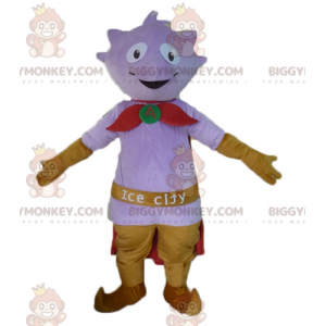 Kostým maskota BIGGYMONKEY™ Little Purple Monster s pláštěnkou