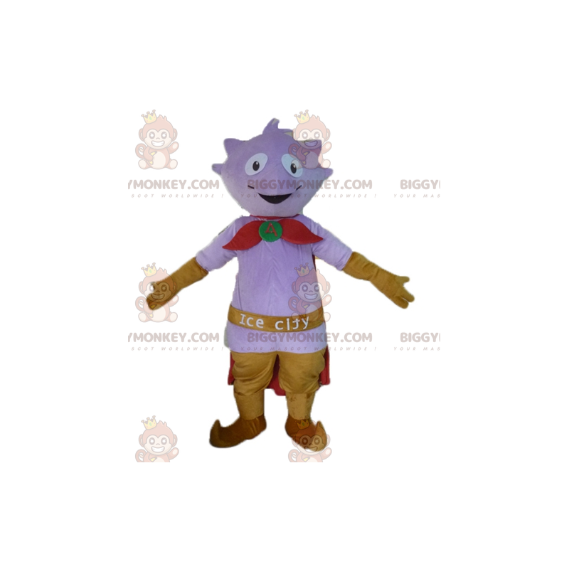 BIGGYMONKEY™ Little Purple Monster Mascot -asu, jossa viitta ja