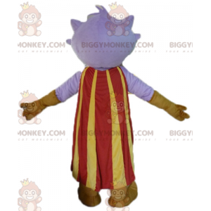 BIGGYMONKEY™ Costume da mascotte mostro viola con mantello e