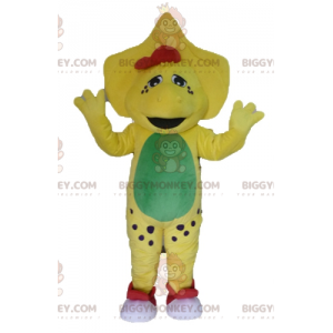 Costume mascotte BIGGYMONKEY™ dinosauro giallo verde e rosso -