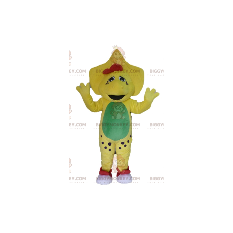 Costume de mascotte BIGGYMONKEY™ de dinosaure jaune vert et
