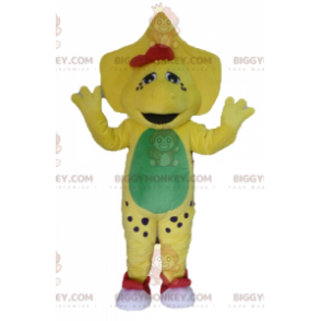 Disfraz de mascota BIGGYMONKEY™ de dinosaurio amarillo, verde y