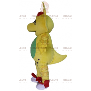 Κίτρινο πράσινο και κόκκινο κοστούμι μασκότ δεινοσαύρων