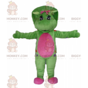 Costume de mascotte BIGGYMONKEY™ de dinosaure vert et rose