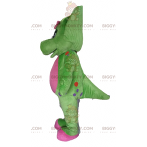 Giant Green and Pink Dinosaur BIGGYMONKEY™ Mascot Costume -