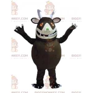 BIGGYMONKEY™ Iso ruskea hirviö isoilla hampailla maskottiasu -
