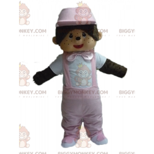Kostým maskota Kiki slavné plyšové opice BIGGYMONKEY™ s růžovým