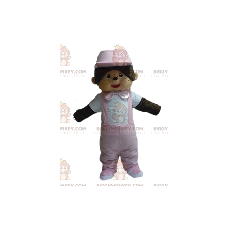 Kiki Famous pluche aap BIGGYMONKEY™ mascottekostuum met roze