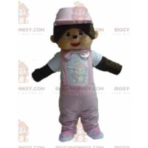 Kiki Famous pluche aap BIGGYMONKEY™ mascottekostuum met roze