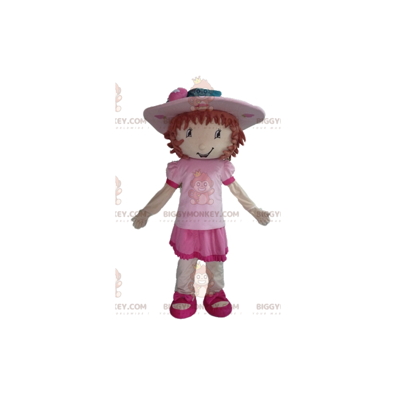 BIGGYMONKEY™ Strawberry Shortcake Famous Girl Pink Mascot