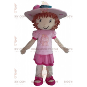 BIGGYMONKEY™ Strawberry Shortcake Famous Girl Pink Mascot