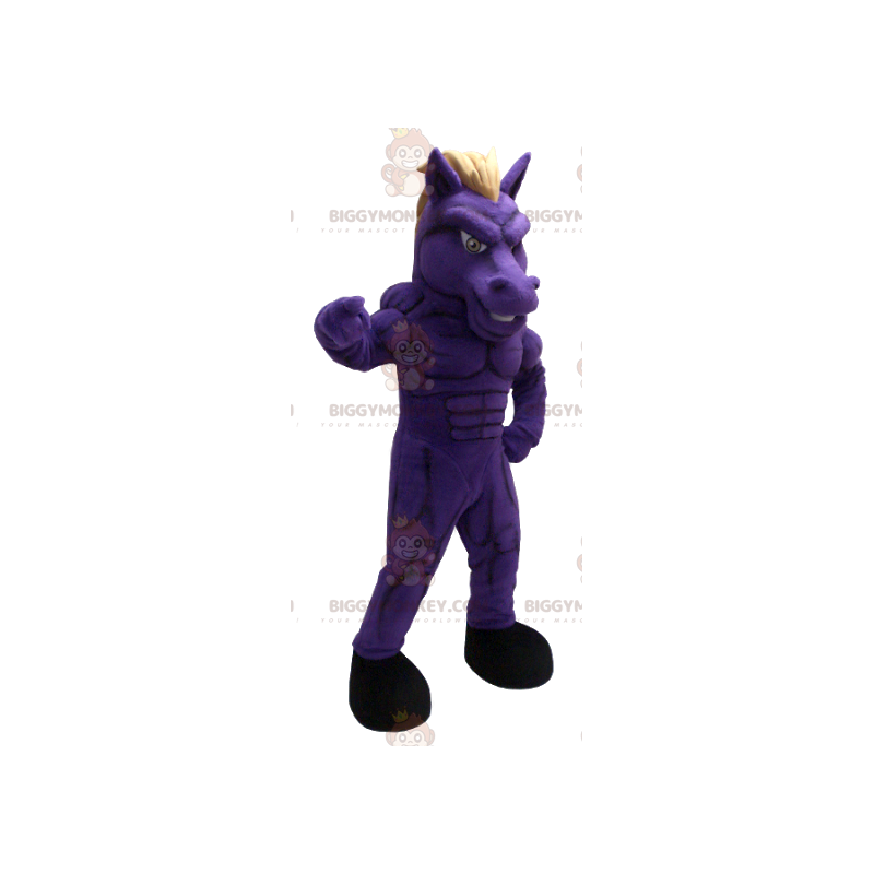 Very Muscular Purple Horse BIGGYMONKEY™ Mascot Costume –