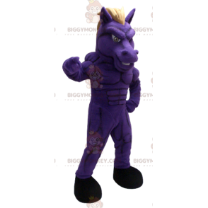Costume de mascotte BIGGYMONKEY™ de cheval violet très musclé -