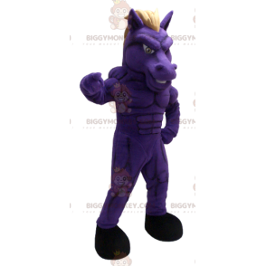 Very Muscular Purple Horse BIGGYMONKEY™ Mascot Costume -