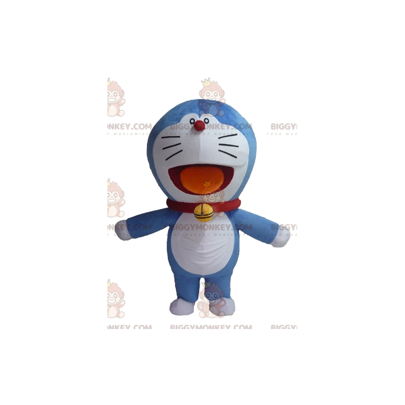 Doraemon berömda manga blå katt BIGGYMONKEY™ maskotdräkt -