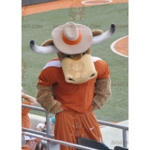 Disfraz de mascota BIGGYMONKEY™ de vaca toro marrón con cuernos
