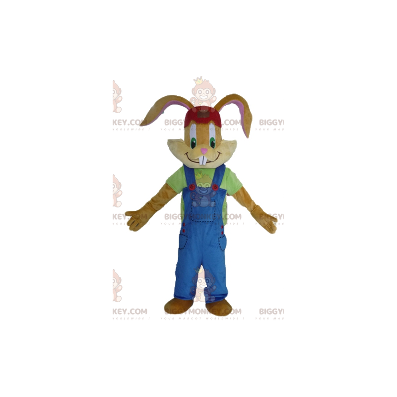 Brown Bunny BIGGYMONKEY™ Maskottchen-Kostüm mit schönen blauen