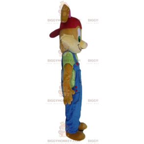Brown Bunny BIGGYMONKEY™ Mascot Costume With Nice Blue Overalls