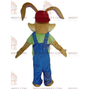 Brown Bunny BIGGYMONKEY™ Maskottchen-Kostüm mit schönen blauen