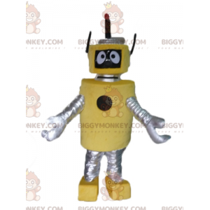 Traje de mascote BIGGYMONKEY™ de grande robô amarelo e prateado