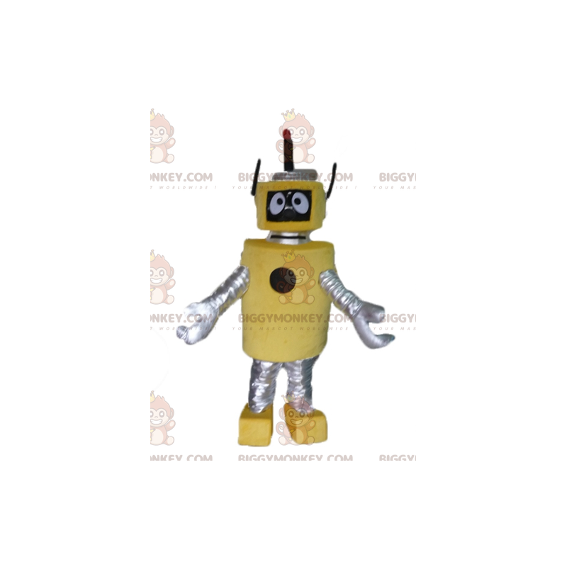 Traje de mascote BIGGYMONKEY™ de grande robô amarelo e prateado