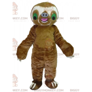 Costume mascotte BIGGYMONKEY™ bradipo gigante marrone e bianco