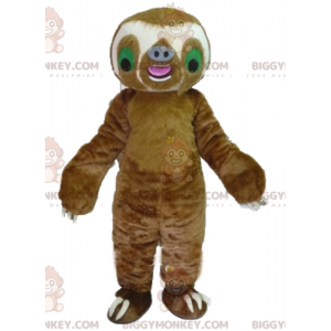 Kostým hnědobílého obřího lenochoda BIGGYMONKEY™ maskota –