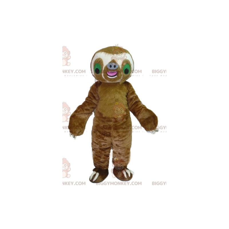 Kostým hnědobílého obřího lenochoda BIGGYMONKEY™ maskota –