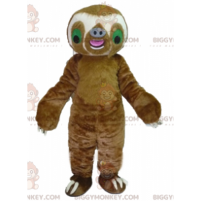 Braun-weißes Riesenfaultier BIGGYMONKEY™ Maskottchen-Kostüm -