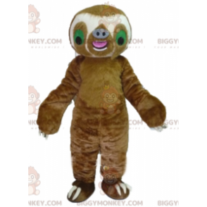 Costume mascotte BIGGYMONKEY™ bradipo gigante marrone e bianco