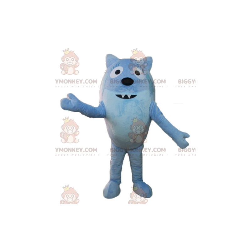 Traje de mascote de raposa animal azul redondo bonito