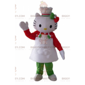 BIGGYMONKEY™ Hello Kitty Maskottchen-Kostüm mit Schürze und Hut