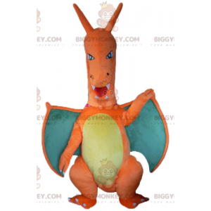 Giant Orange Green and Yellow Dragon BIGGYMONKEY™ Mascot