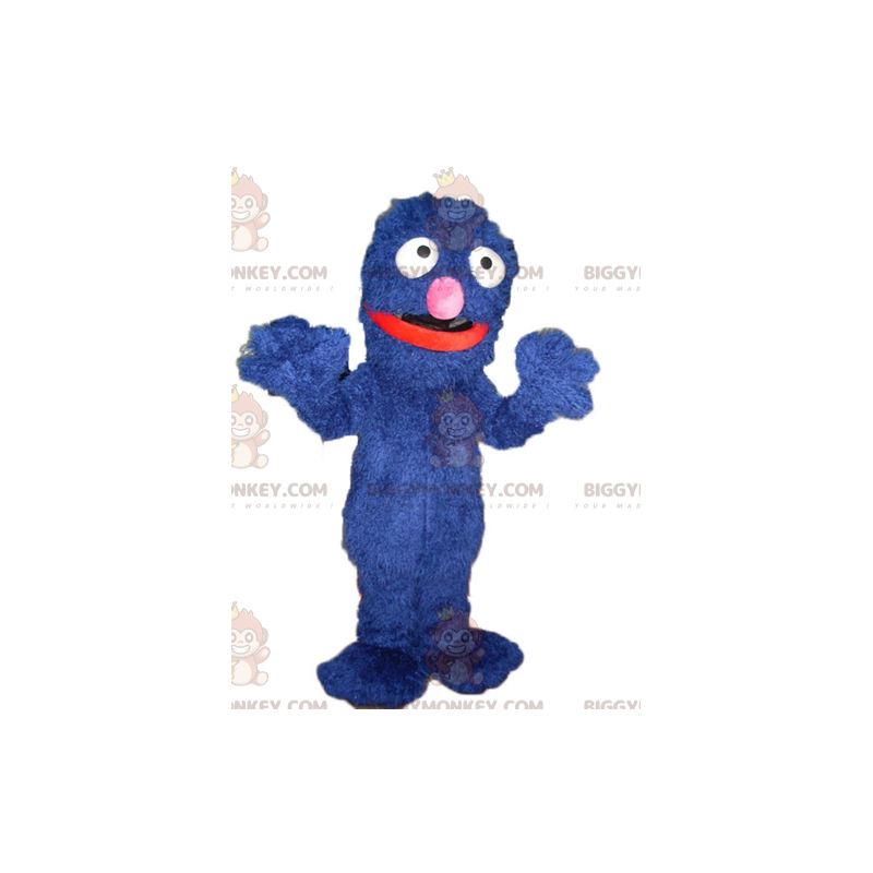 Grappig harig zacht blauw monster BIGGYMONKEY™ mascottekostuum