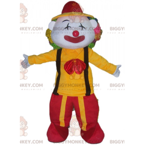 Traje de mascote de palhaço BIGGYMONKEY™ com roupa vermelha e