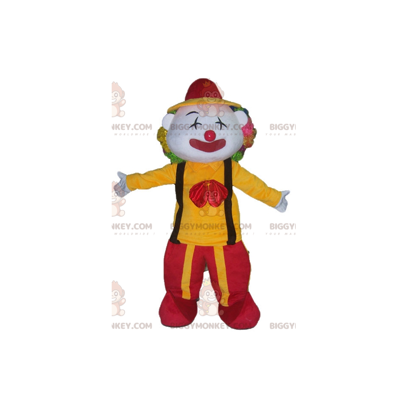 Clown BIGGYMONKEY™ Maskottchenkostüm in rot-gelbem Outfit -