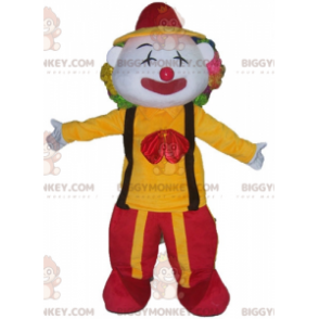Clown BIGGYMONKEY™ maskotdräkt i röd och gul outfit -