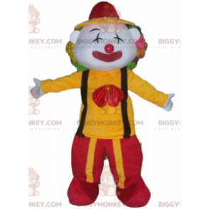 Clown BIGGYMONKEY™ Maskottchenkostüm in rot-gelbem Outfit -