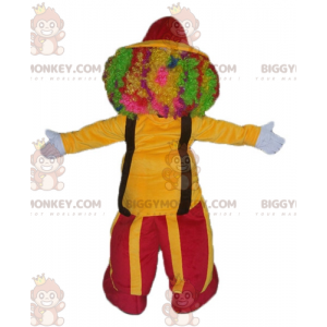 Clown BIGGYMONKEY™ maskotdräkt i röd och gul outfit -