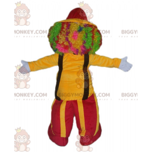 Disfraz de mascota payaso BIGGYMONKEY™ en rojo y amarillo -