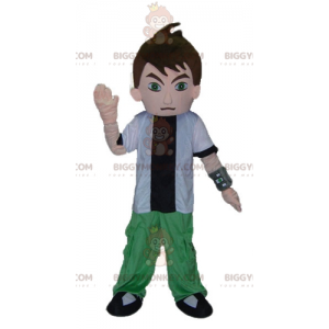 Disfraz de mascota Teen Boy BIGGYMONKEY™ en blanco, verde y
