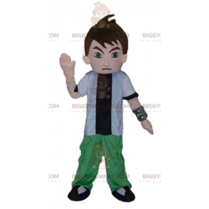 Teen Boy BIGGYMONKEY™ Mascot Costume in White Green and Black