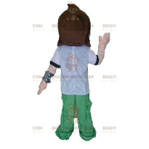 Traje de mascote Teen Boy BIGGYMONKEY™ em roupa branca verde e