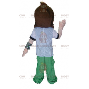 BIGGYMONKEY™-mascottekostuum voor tienerjongen in witgroene en