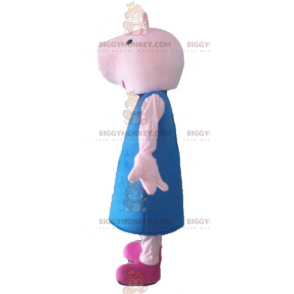 Fantasia de mascote BIGGYMONKEY™ Porco rosa com vestido azul –