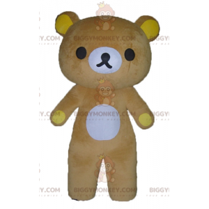 BIGGYMONKEY™ Groot bruin geel en wit teddybeer mascottekostuum